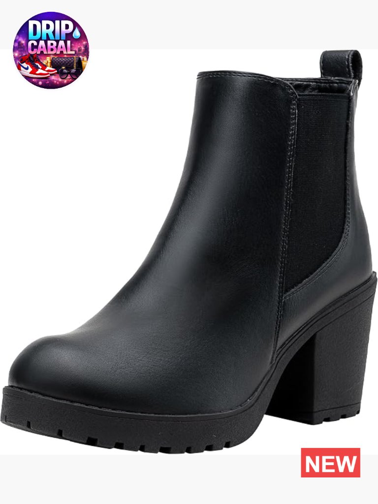 Women's Ankle Chunky Heeled Boots Platform Chelsea Retro Short Booties With